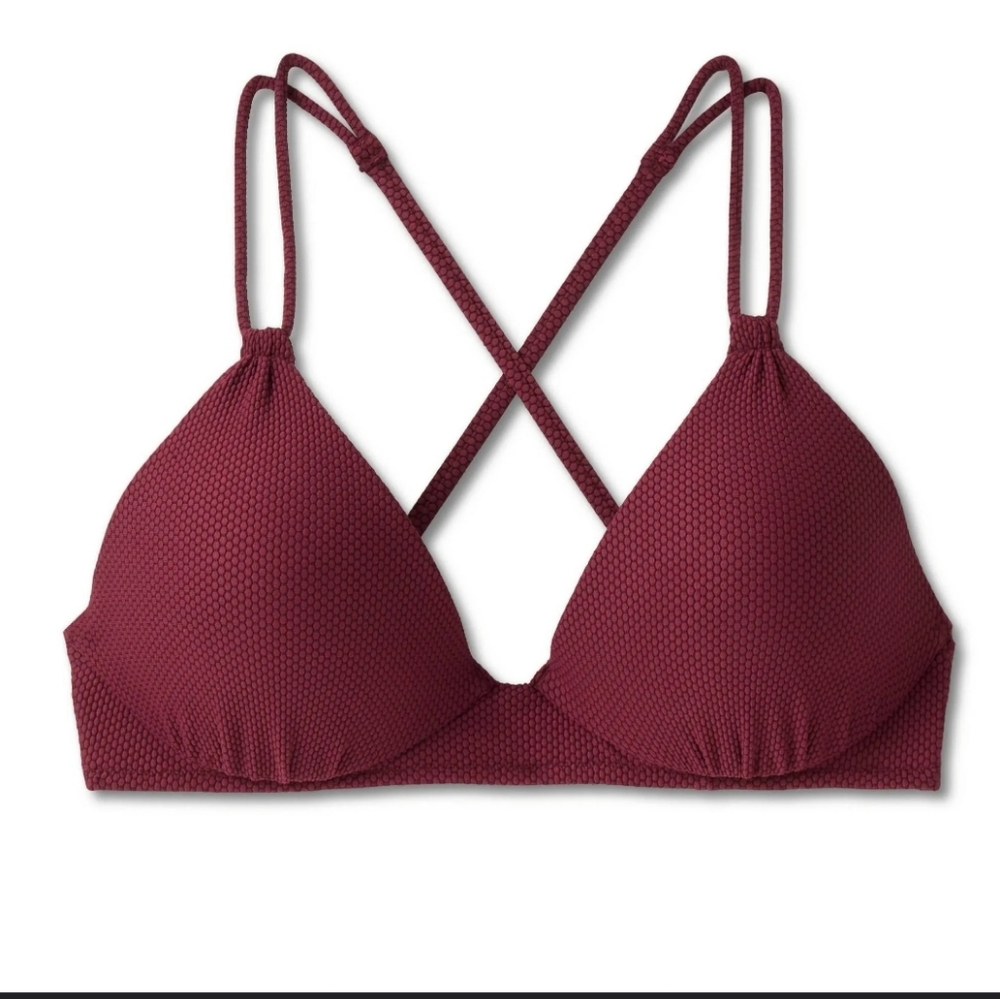 Shade & Shore Swim New With Tags Burgandy Push-Up Swimsuit Top
